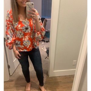 Floral Vici Blouse with Bubble Sleeves